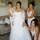 Modest Delicate Long Sleeves A Line Ivory Lace Tulle Plus Size Wedding Dresses For Bride