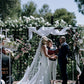 Delicate Spaghetti Straps V Neck Lace Wedding Dresses