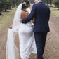 Elegant Open Back Long Lace Wedding Dresses with Split Side