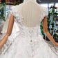 Gorgeous High Neck Ball Gown Cap Sleeves Wedding Dresses with Beading