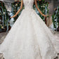 Gorgeous High Neck Ball Gown Cap Sleeves Wedding Dresses with Beading