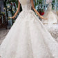 Gorgeous High Neck Ball Gown Cap Sleeves Wedding Dresses with Beading