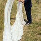 Gorgeous V Neck Lace Sleeveless Sweep Train Wedding Dresses
