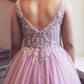 Gorgeous V Neck Prom Dresses with Beading Tull Ball Gown x