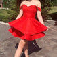 Cute Red Off The Shoulder Short Homecoming Dresseses For Teens Party Dresses
