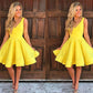 A Line Yellow Homecoming Dress,V Neck Sleeveless Short Prom Dress, HCD41 - Ombreprom