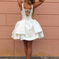 Excellent V-neck Satin Short Length Ball Gown Homecoming Dresses