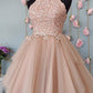 Cute Open Back Tulle Lace Short Prom Dress Homecoming Dress