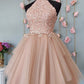 Cute Open Back Tulle Lace Short Prom Dresses Homecoming Dresses