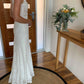 Impressive V Back Sleeveless Floor Length Lace Wedding Dresses