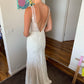Impressive V Back Sleeveless Floor Length Lace Wedding Dresses