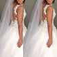 Impressive V Neck Lace Appliques Sleeveless Wedding Dresses
