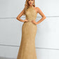 Champagne Halter Sleeveless Lace Mermaid Prom Dresses