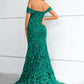 Green Off The Shoulder Sleeveless Lace Mermaid Prom Dresses