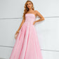 Elegant Pink Strapless A-Line Lace Up Prom Dresses