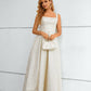 Chic Sleeveless Lace A Line Floor Length Split Prom Dresses