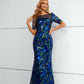 Sparkle Blue Short Sleeves Sequins Mermaid Prom Dresses