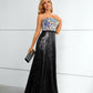 Stunning Black Strapless A Line Sequins Lace Prom Dresses