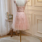 Pink Spaghetti Straps Sweetheart Tulle Homecoming Dresses