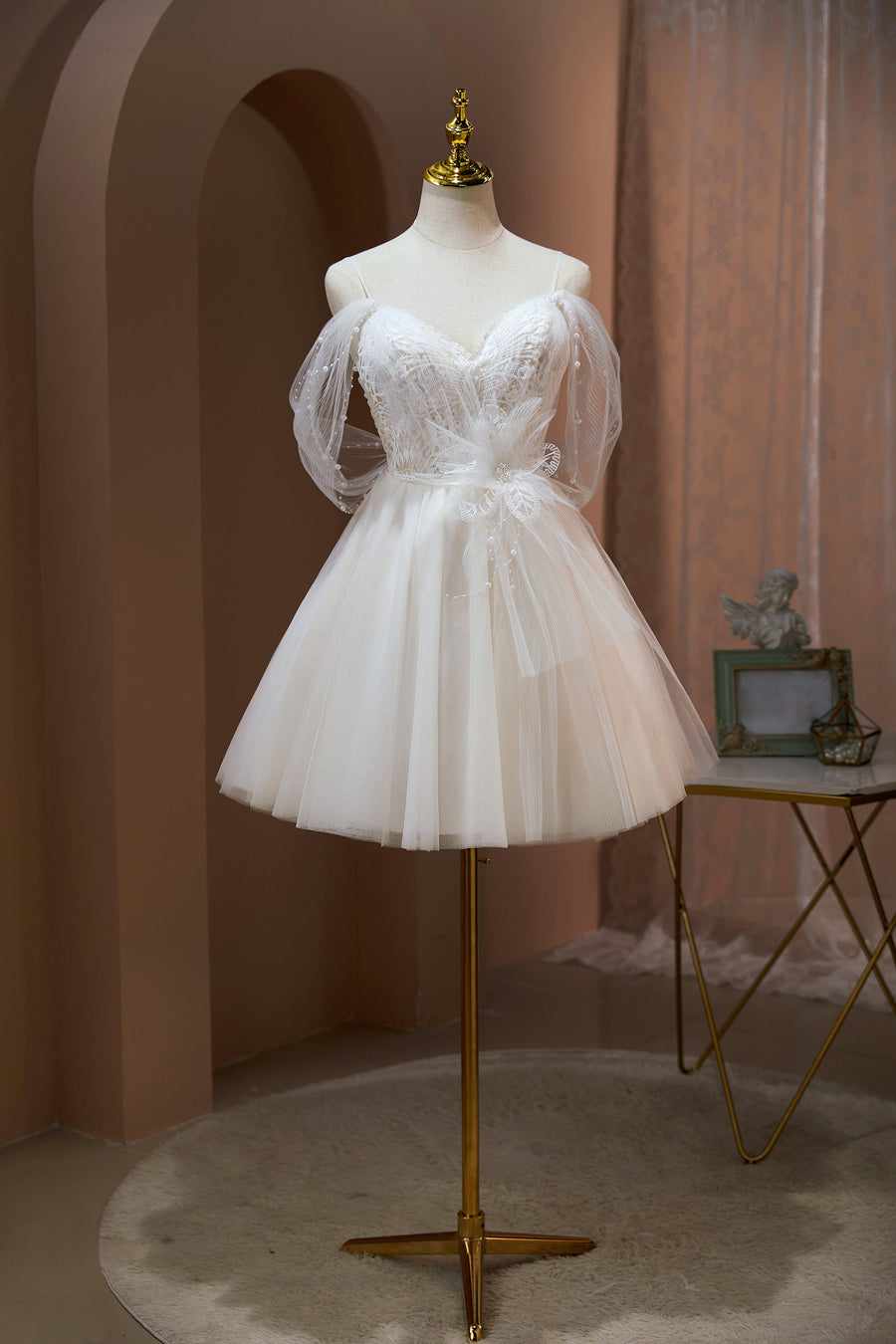Black Spaghetti Straps V Neck Tulle Graduation Dress with Stars, Glitter Homecoming Dress UQ2147