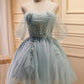 Charming Blue Off The Shoulder A Line Tulle Short Homecoming Dresses