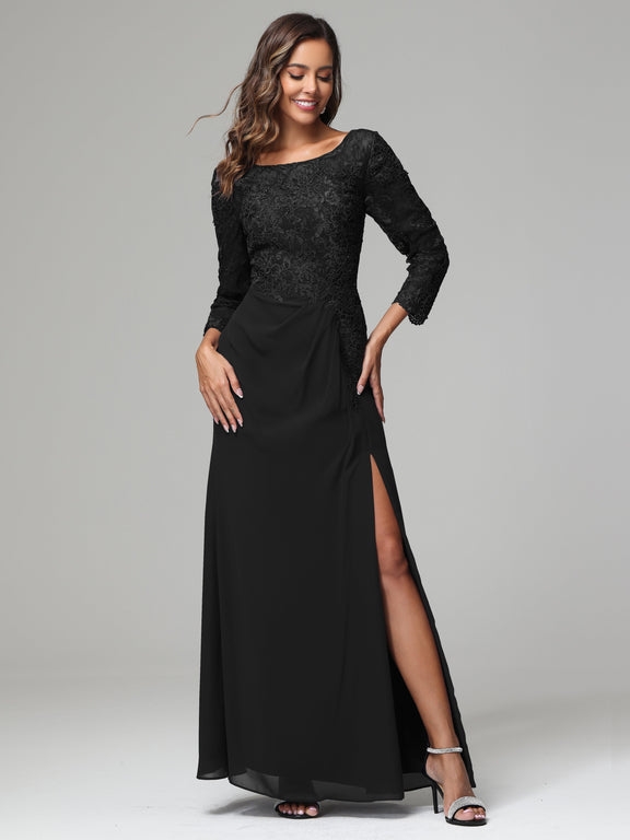 Long Sleeves Floor Length Chiffon Mother Of The  Groom Dress