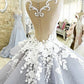 Luxury Sleeveless Ball Gown Princess Wedding Dresses with Flower Applique