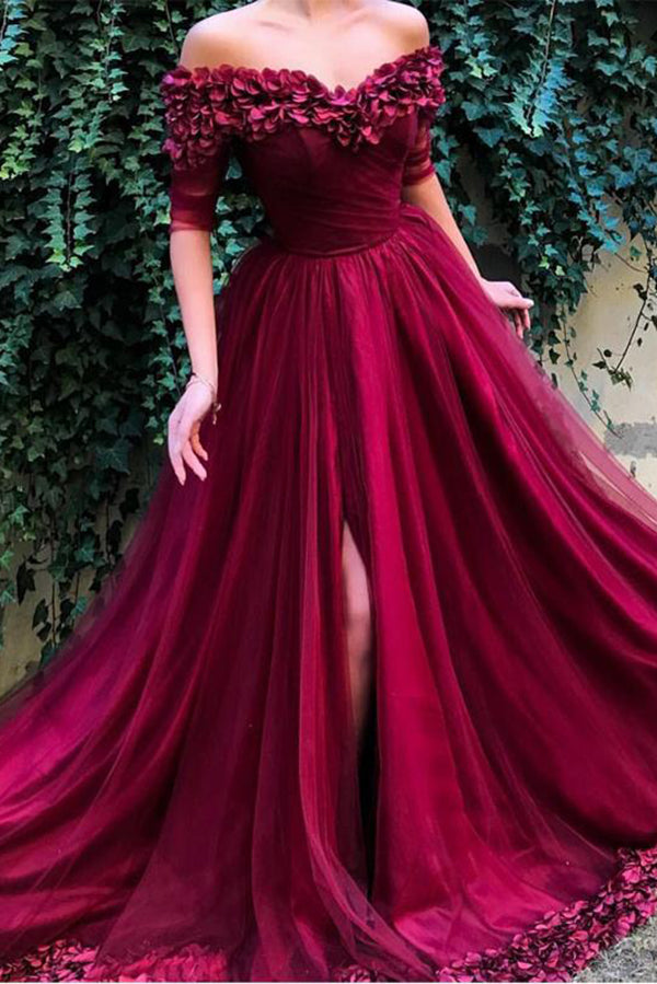 Luxury Off Shoulder Sweetheart Prom Dresses with Appliques Party Gown