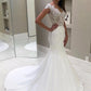 Luxury V Neck Cap Sleeves Mermaid Wedding Dresses