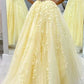 Chic Yellow Long Backless Prom Dresses For Teens Charming Party Dresses