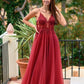 Beautiful Spaghetti Straps Long Burgundy Lace Tullle Flowy Prom Dresses