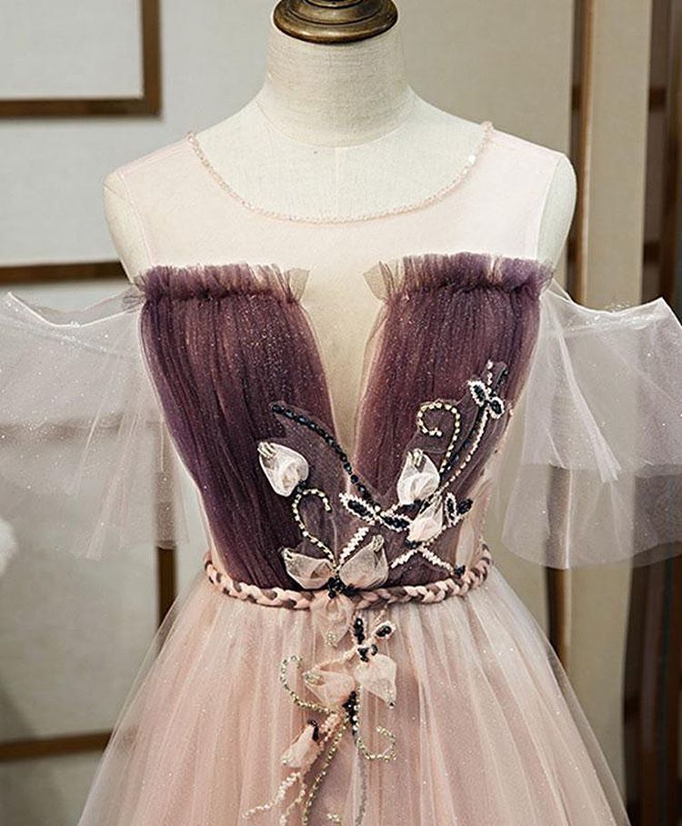 New Arrival Pink Lace Up Back Princess Dresses Beautiful Prom Dresses With Sleeves