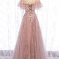 Elegant High Neck Vintage Long Lace Up Prom Dresses Flowy Party Gowns