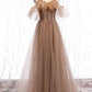 Formal Long A-line Tulle Prom Dresses Lace Up Simple Evening Dresses