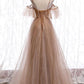 Formal Long A-line Tulle Prom Dresses Lace Up Simple Evening Dresses