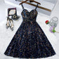Glitter Spaghetti Straps Cute Short Prom Dresseses Tight Tea Length Homecoming Dresses