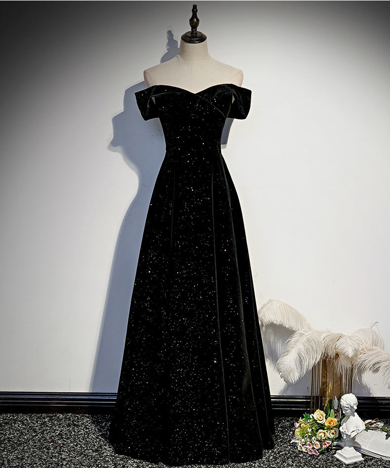 Vintage Off The Shoulder Back Long A-line Floor Length Prom Dresses