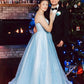 Light Blue Elegant Spaghetti Straps Plus Sizes Long Princess Prom Dresses