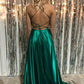 Simple Spaghetti Straps Front Split Zipper Back Long Prom Dresses