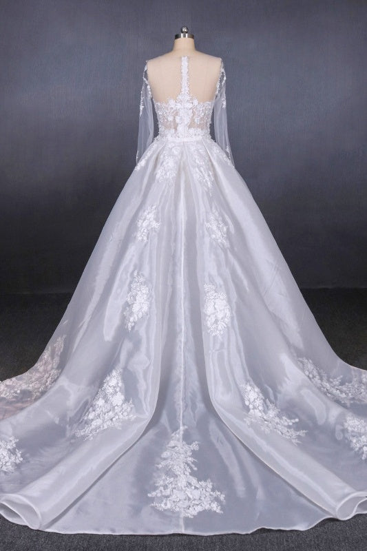 Long Sleeves Simple Elegant Wedding Dresses Lace Wedding Gowns