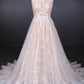 Gorgeous Long Backless Wedding Dresses Ivory Lace Wedding Gowns