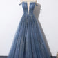 Lovely Tight A-line Lace Up Blue Prom Dresses For Girls Party Dresses