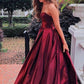 A-line Strapless Long Backless Simple Prom Dresses Party Dresses
