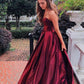A-line Strapless Long Backless Simple Prom Dresses Party Dresses