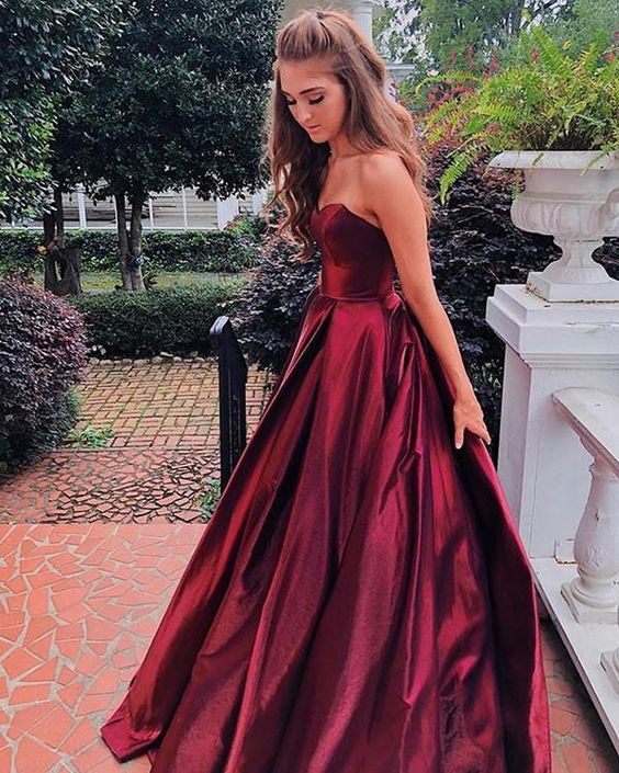 A-line Strapless Long Backless Simple Prom Dresses Party Dresses