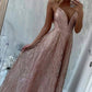 Sparkly Spaghetti Straps Long A-line Prom Dresses Modest Party Dresses For Teens