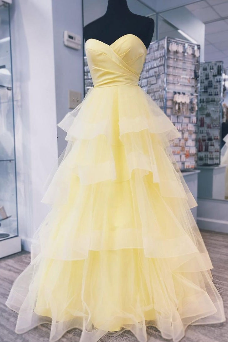 Unique Sweetheart Backless Prom Dresses For Teens Elegant Daffodil Party Dresses