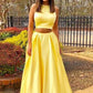 Pretty Two Pieces Simple Yellow A-line Prom Dresses For Teens Party Dresses