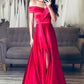 Unique Off The Shoulder Elegant Simple Long Front Split Prom Dresses Evening Dresses