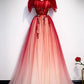 Burgundy Off The Shoulder Tulle Long Lace Up Formal Prom Dresses Party Dresses M961